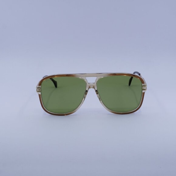 Gucci GG1105S 003 Sunglasses Brown/Gold Aviator Frame, Green Lenses - Picture 3 of 10